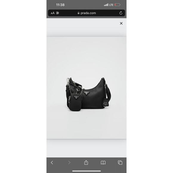 Black Prada Re-Edition 2005 Re-Nylon and Saffiano leather  Prada Re-Edition 2005 Black Nylon Shoulder Bag with Chain Strap and Mini Pouch